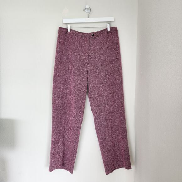 Vintage 90s Sag Harbor Pink Tweed High Rise Straight Leg Pants L - Picture 10 of 12